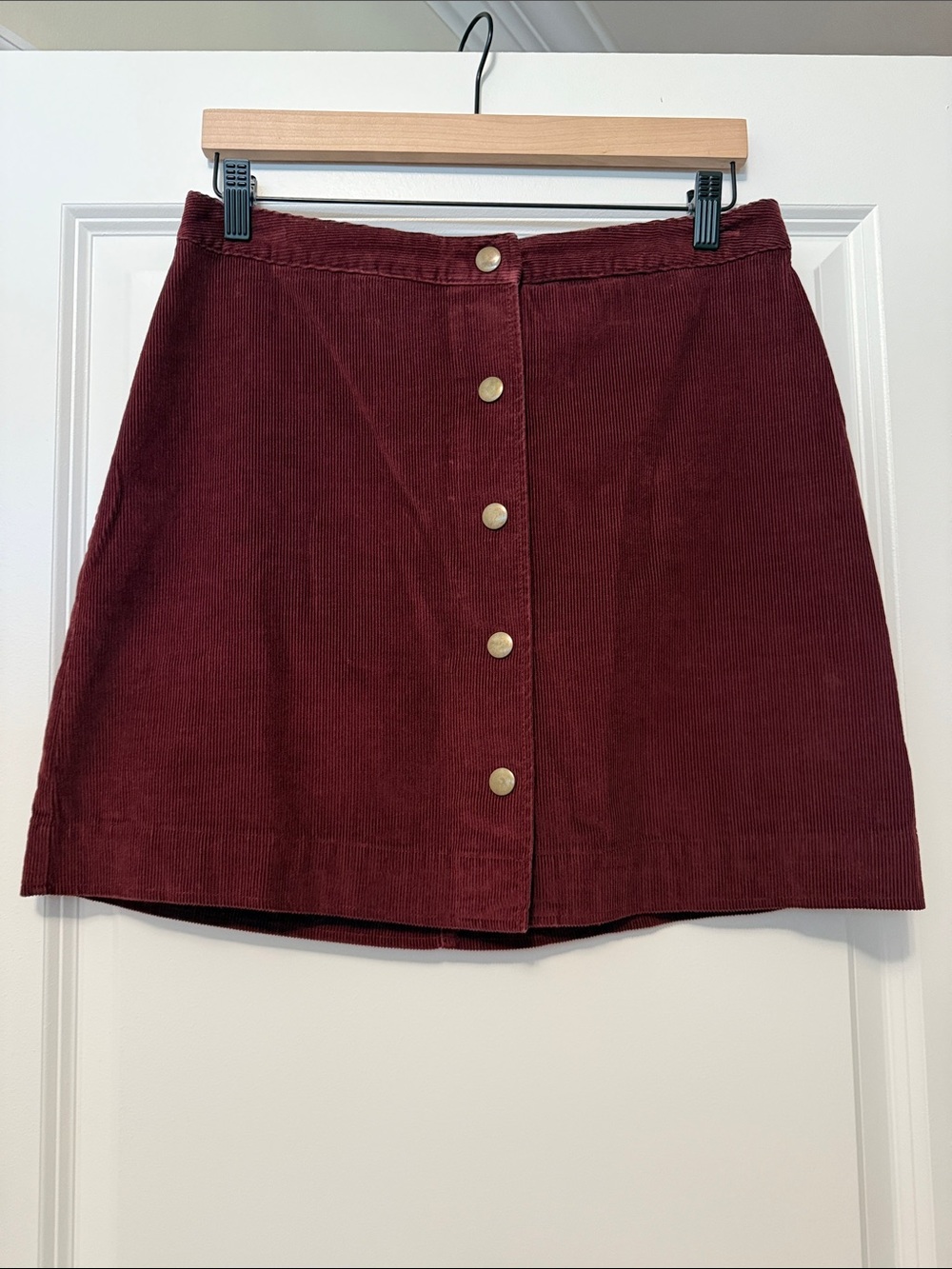 Old Navy Maroon Corduroy Button-Front Mini Skirt